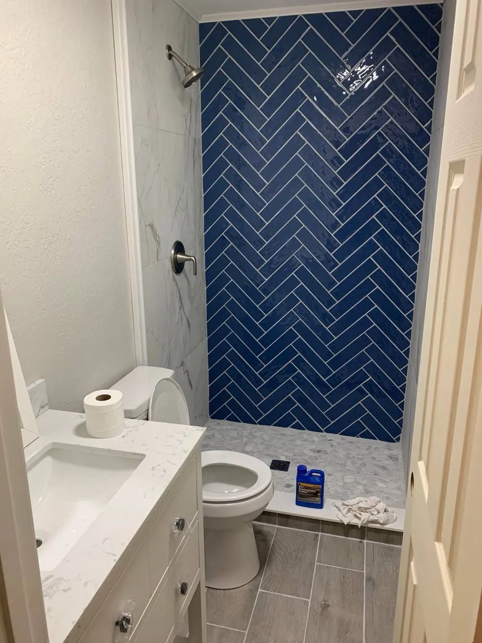 Finished bathroom tiling