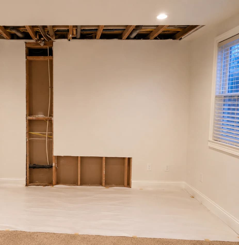 Freshly installed drywall ready for finishing